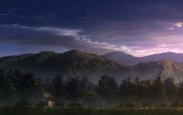 Anime, Landscape, Mountains, Clouds Wallpaper