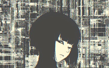 Anime, Glitch Art, Monochrome, Artwork, Lvl374 Wallpaper