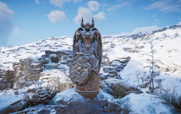 Assassin’s Creed: Valhalla, HDR, Video Games, CGI, Snow, Statue Wallpaper