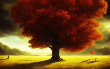 Landscape, AI Art, Trees, Nature, Clouds Wallpaper