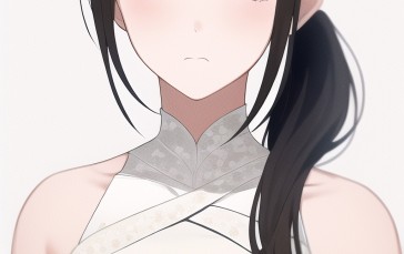 Anime Girls, Black Hair, Brown Eyes, Chinese Dress Wallpaper