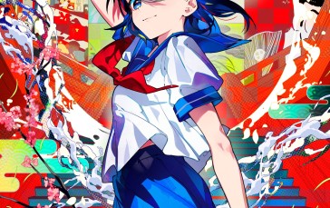 Anime Girls, Artwork, Blue Hair, Blue Eyes, School Uniform Wallpaper