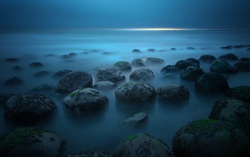 Rocks, Landscape, Beach, Mist Wallpaper