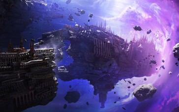 Warhammer 40.000, Spaceship, Wormhole, the Warp, Purple Wallpaper