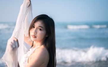 Asian, Women, Model, Sea Wallpaper