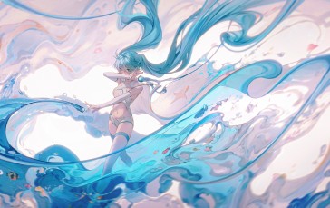 Ying Yi, Anime Girls, Illustration, Water, Blue Wallpaper