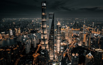 City, Night, Lights, Skyscraper, Architecture Wallpaper