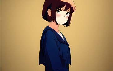 Anime Girls, Novel Ai, Simple Background, Minimalism Wallpaper
