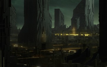 City, Science Fiction, Dark, Black Wallpaper