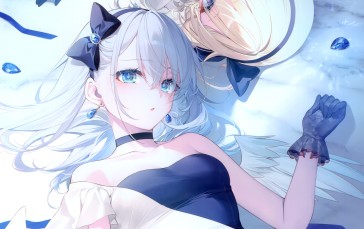 Anime, Anime Girls, Two Women, Blonde, White Hair, Blue Eyes Wallpaper