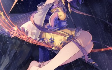 Rain, Dolorous Edd, Anime Girls, Umbrella, Purple Hair, Purple Eyes Wallpaper