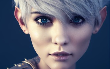 Women, Elven, Pixie Cut, Blue Eyes Wallpaper