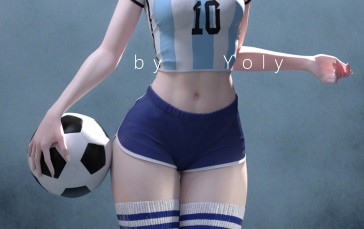 Women, Soccer, CGI, Portrait Display Wallpaper