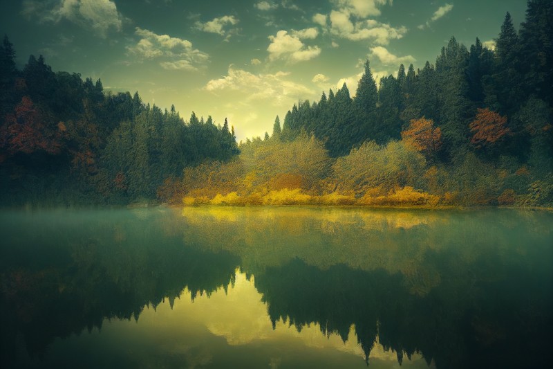 AI Art, Landscape, Lake, Nature, Water Wallpaper