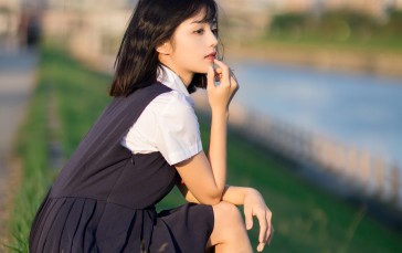 Women, Model, Asian, School Uniform, Short Hair Wallpaper