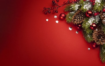 Christmas, Christmas Ornaments , Red Background, Simple Background Wallpaper