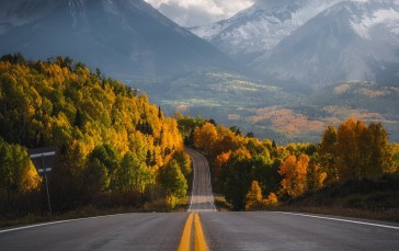 Road, Mountains, Landscape, Trees Wallpaper
