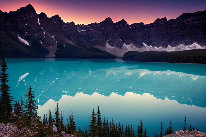AI Art, Landscape, Lake, Banff National Park Wallpaper
