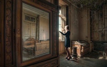 Women, Model, Abandoned, House, Heels Wallpaper