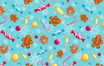 Candy Cane, Gingerbread Man, Candy, Pattern Wallpaper