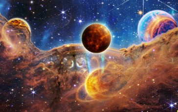 Space, Galaxy, James Webb Space Telescope, Planet, Nebula, AI Art Wallpaper