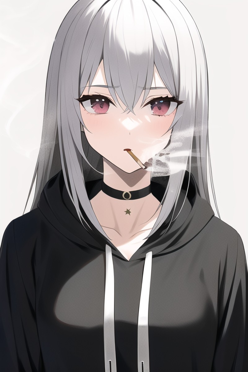 Smoke, Anime Girls, Cigarettes, Silver Hair Wallpaper