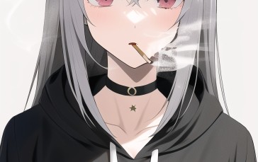 Smoke, Anime Girls, Cigarettes, Silver Hair Wallpaper