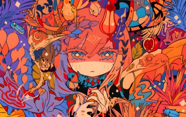 Teracoot, 4K, Illustration, Anime Girls, Colorful, Birds Wallpaper