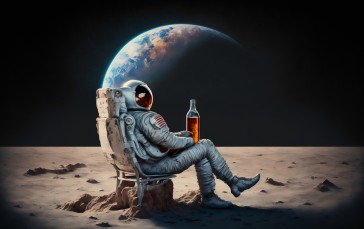 AI Art, Astronaut, Spacesuit, Moon Wallpaper