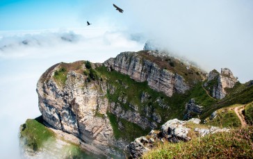 Mountains, Bernese Alps, Clouds, Crow, Mountain Top Wallpaper