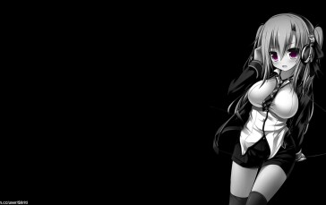 Anime Girls, Selective Coloring, Black Background, Dark Background Wallpaper