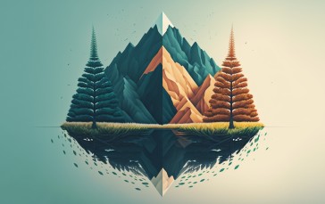 AI Art, Minimalism, Nature, Mountains Wallpaper