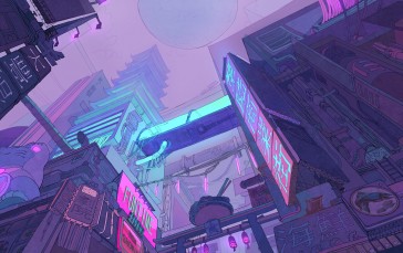 Cyberpunk, Neon, Illustration, Fantasy Art Wallpaper