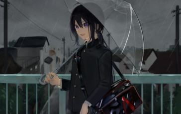 Black Hair, Closeup, Anime Boys, Umbrella, Rain Wallpaper