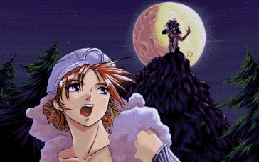 PC-98, Game CG, Pixel Art, Anime Girls, Moon Wallpaper