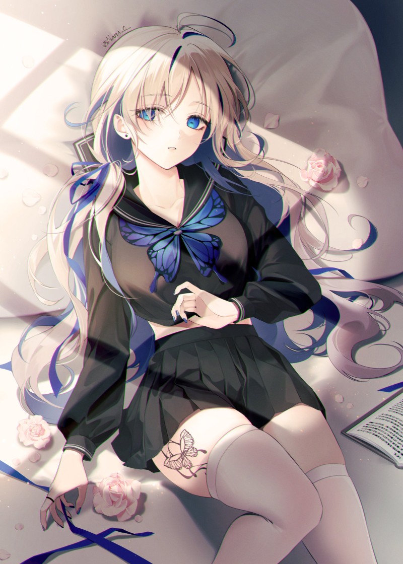 Anime, Anime Girls, Schoolgirl, School Uniform, Blue Eyes, Blonde Wallpaper