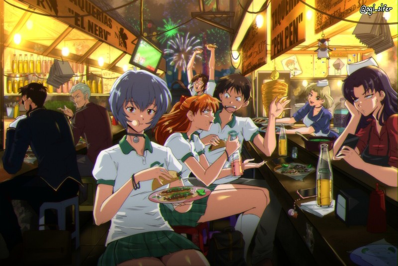 Neon Genesis Evangelion, Tacos, Asuka Langley Soryu, Ayanami Rei, Ikari Shinji Wallpaper