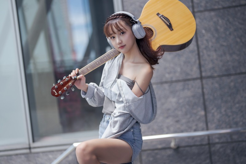 Asian, Women, Model, Guitar Wallpaper