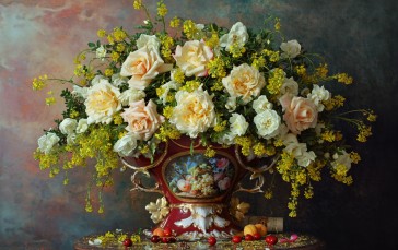 Still Life, Flowers, Vases, Rose Wallpaper