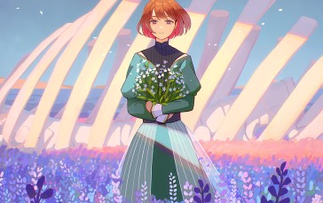 Anime, Anime Girls, Flowers, Redhead, Dress Wallpaper