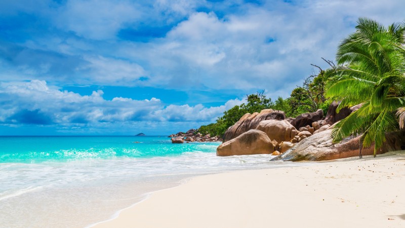 Nature, Tropic Island, Seychelles, Beach, Sea, Rocks Wallpaper