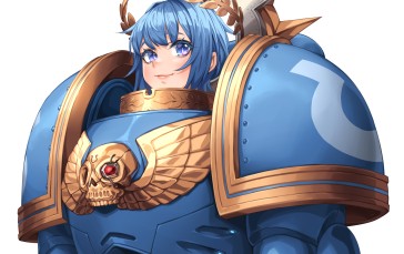 Anime, Anime Girls, Armor, Blue Hair, Blue Eyes Wallpaper