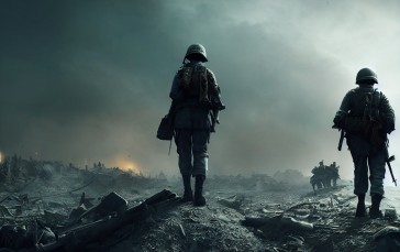 War, Soldier, Ash, Illustration, Concept Art, AI Art Wallpaper