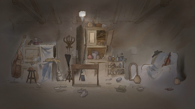 Ernest & Celestine, Watercolor Style, Messy, Musical Instrument Wallpaper