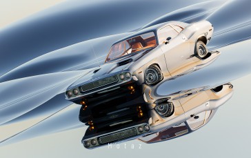 Dodge, Dodge Challenger, Muscle Cars, Chrome, CGI, Car Wallpaper