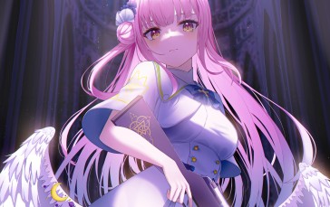 Anime, Anime Girls, Pink Hair, Wings, Angel Wings Wallpaper