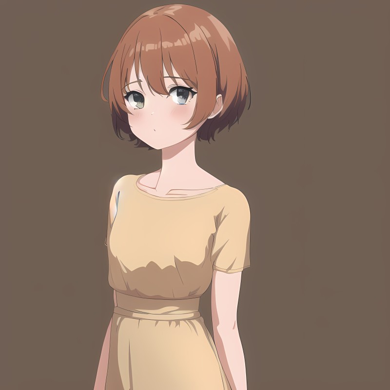Novel Ai, Anime Girls, Minimalism, Brown Background, Simple Background Wallpaper