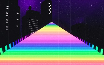 Vaporwave, Simple Background, Colorful, City Wallpaper