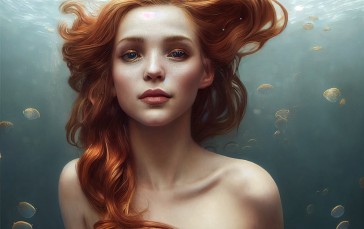 Mermaids, Redhead, Underwater, Women Wallpaper