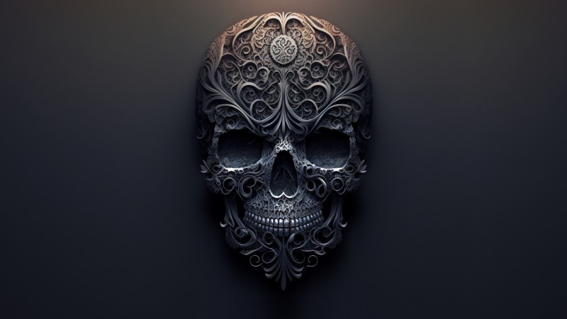 AI Art, Simple Background, Skull, Ornate Wallpaper